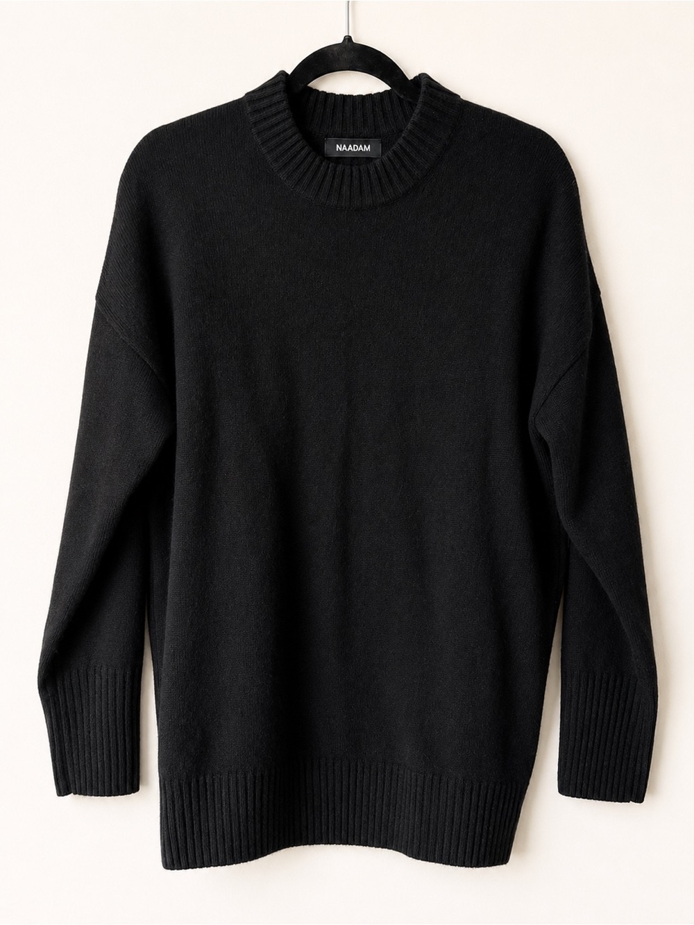 NAADAM Luxe 100% Cashmere Oversized Crewneck Sweater Black S | $298 Retail
